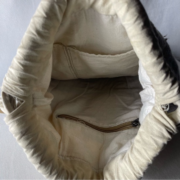 Natural Unisex Himalayan Hemp Drawstring Backpack.Bohemian hippie style - Picture 5 of 12